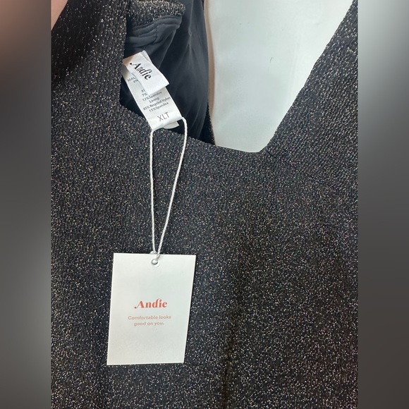 Andie Swim The Augustine One Piece Black Gold Glitter Women's Swimsuit NWT XL - Picture 7 of 10